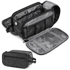 PAVILIA large toiletry bag main compartment keeps grooming essentials organized during travel.