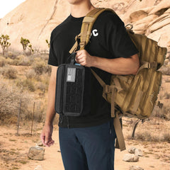 PAVILIA bag back MOLLE straps allow secure attachment to packs or vests