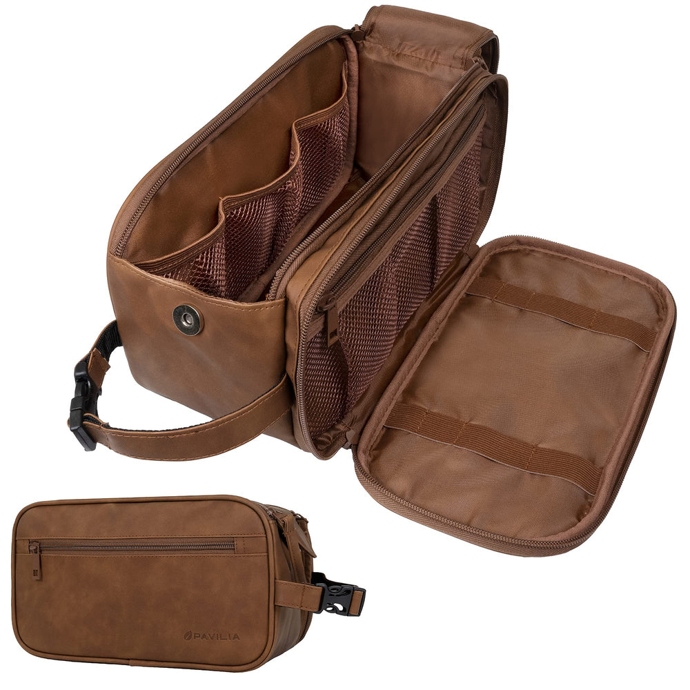PAVILIA Toiletry Bag open layout for quick grooming kit access.