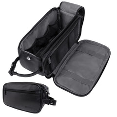 PAVILIA Toiletry Bag front view shows durable black PU leather for travel
