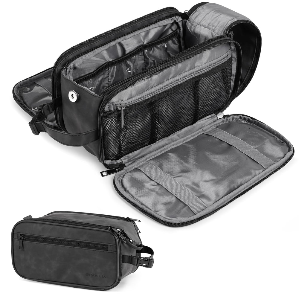 PAVILIA Toiletry Bag large opening for quick access during travel.
