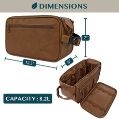 PAVILIA Toiletry Bag Large Opening shows easy access to shaving kit and toothbrush.