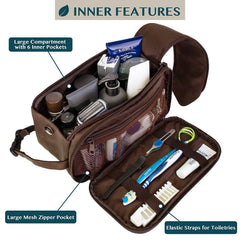 PAVILIA large-opening toiletry bag offers easy access in hotel rooms.