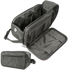 PAVILIA Toiletry bag front view highlighting PU leather durability for travel