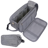 PAVILIA Toiletry Bag for Men with large opening enables quick access while traveling.