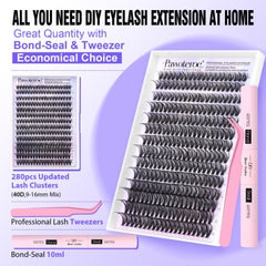 Pawotence 40D cluster lashes 9-16mm ready for natural-looking volume