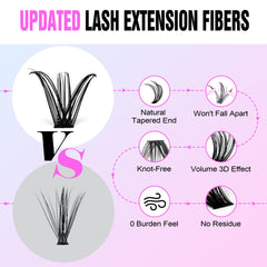 Pawotence 50D cluster lashes 9-16 mm length options displayed for versatile looks