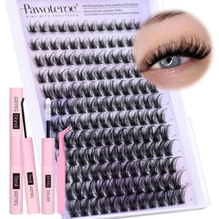 Pawotence Lash Clusters Kit contents show 144 pieces for customizable DIY lash looks