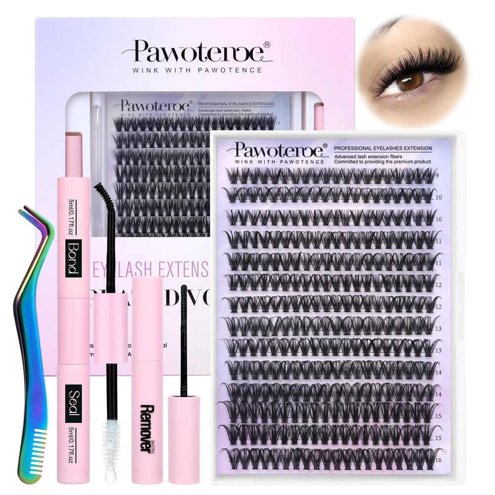 Pawotence lash extension clusters 280pcs 40D 9-16mm for fuller natural-looking lashes