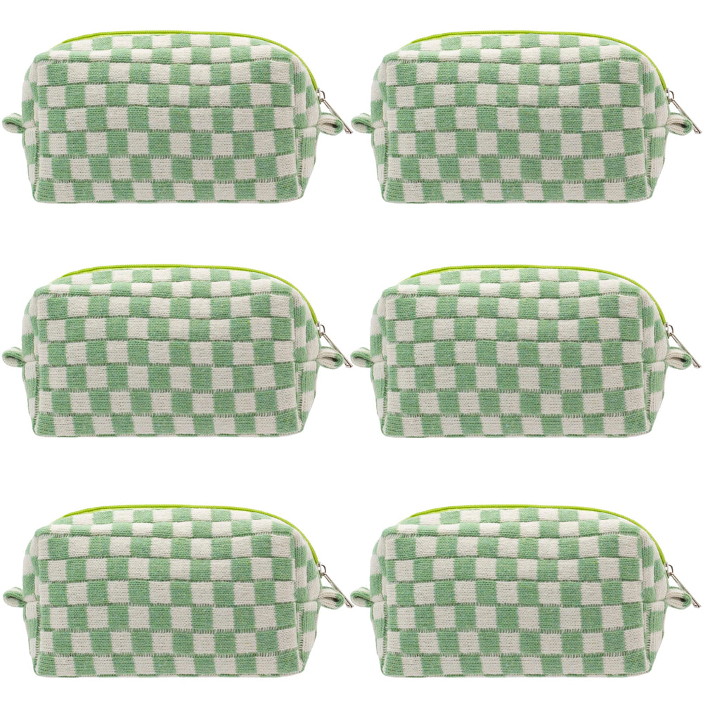 PAZIMIIK checkered makeup bag front view for easy purse organization