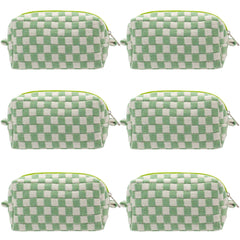 PAZIMIIK checkered makeup bag front view for easy purse organization