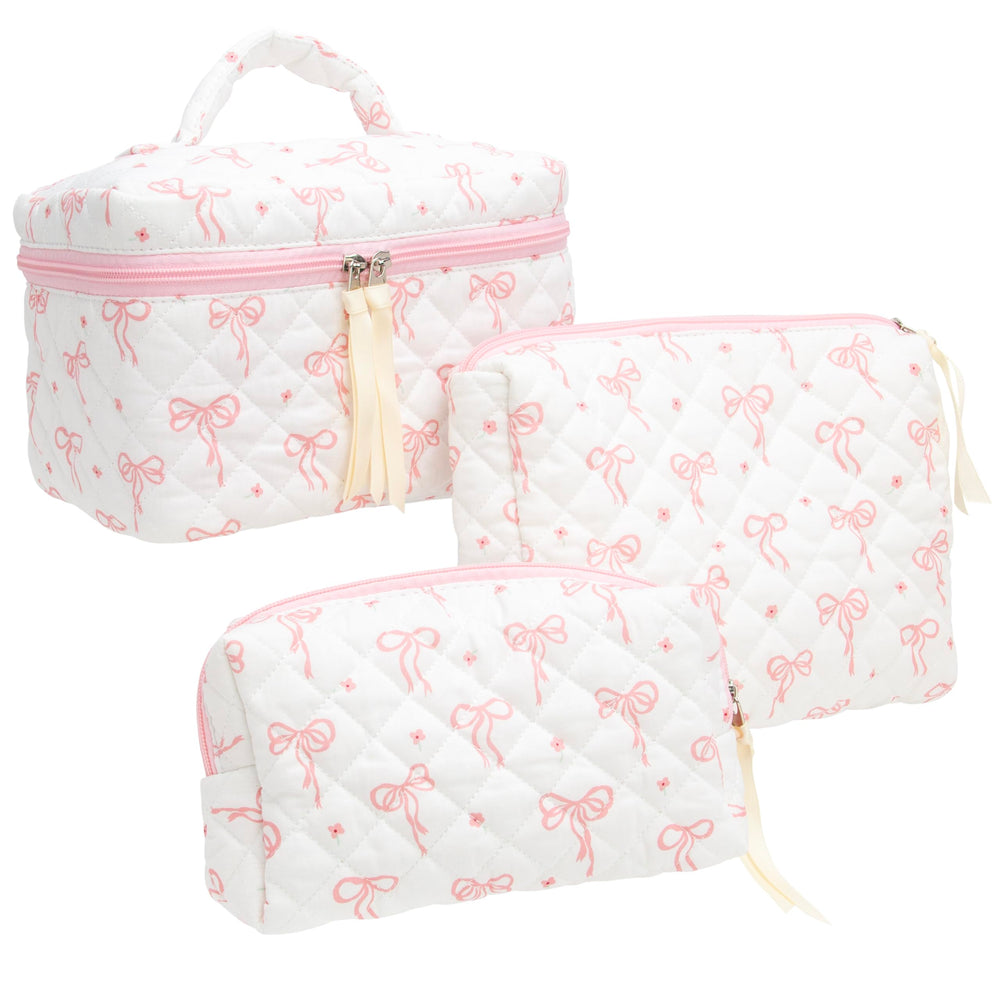 PAZIMIIK 3PCS makeup bag set big view highlights spacious main compartment for essentials.