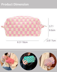 PAZIMIIK checkered makeup bag travel-compact design fits purses and totes.
