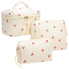 PAZIMIIK makeup bag set large quilted with spacious main compartment for cosmetics on the go