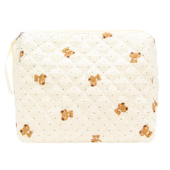 PAZIMIIK quilted makeup bag exterior shows premium texture for everyday beauty storage.