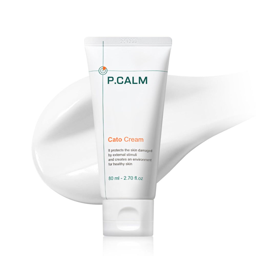 PCALM Cato Cream bottle close-up highlighting barrier-supporting moisturizer