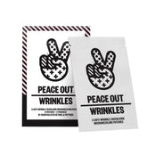 Peace Out microneedling patches applied to clean skin for overnight wrinkle smoothing.