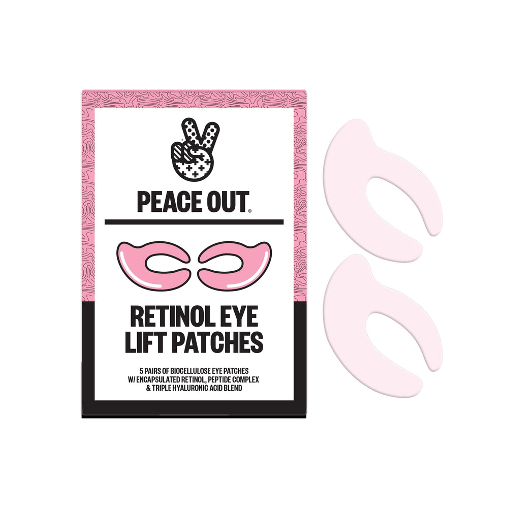 PEACE OUT Retinol Eye Lift Patches packaging demonstrates clean beauty routine benefits