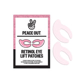 PEACE OUT Retinol Eye Lift Patches packaging demonstrates clean beauty routine benefits