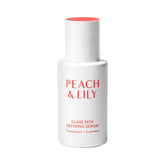 Peach & Lily glass-skin serum bottle shows hydrated, radiant skin.