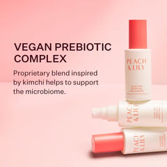 Peach & Lily kiwi and peach extracts visual emphasize antioxidant glow benefits.