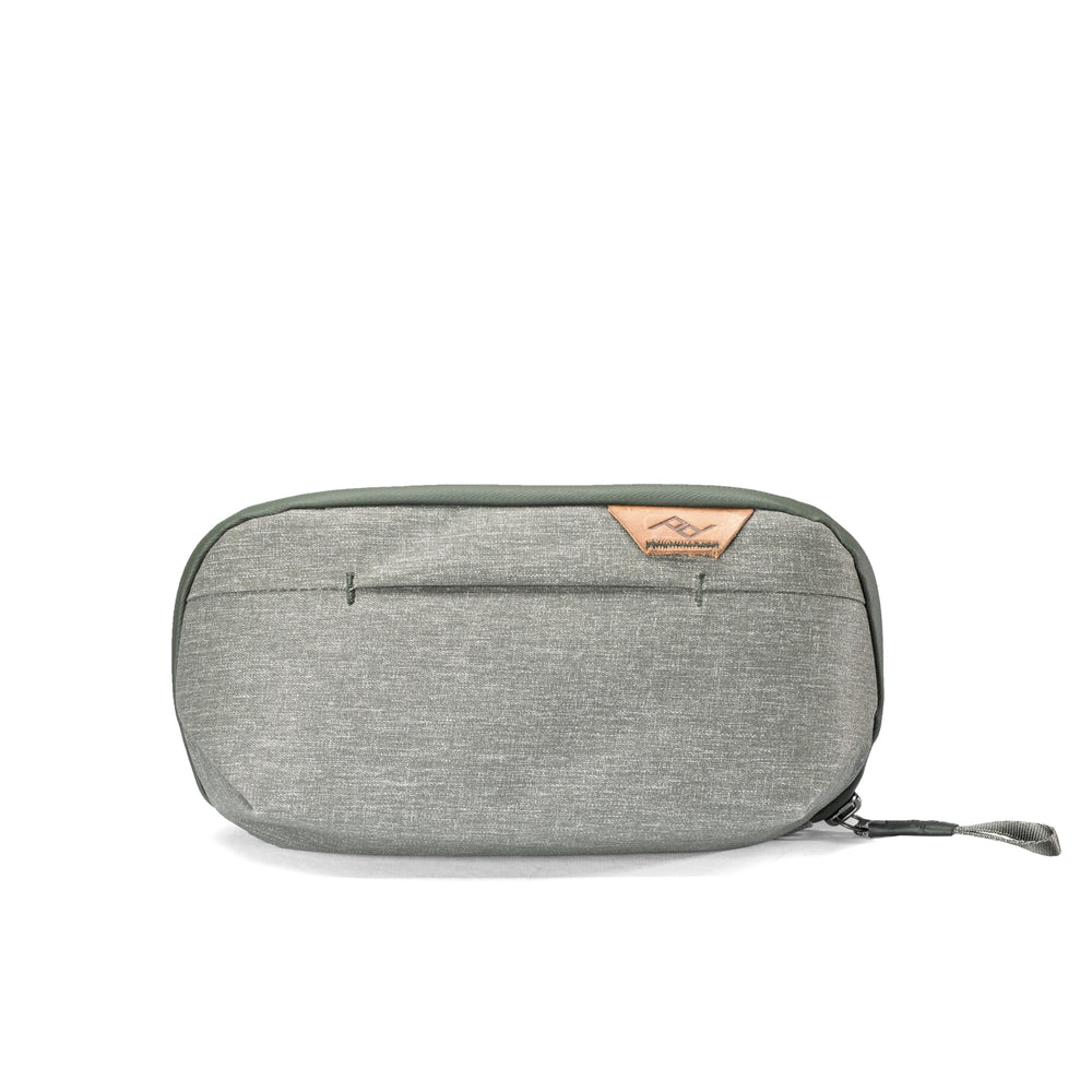 Peak Design Small Wash Pouch Sage front view with organized storage for travel hygiene