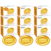 Pears Soap translucent amber bar, top view, glycerin moisture for hydrated skin.