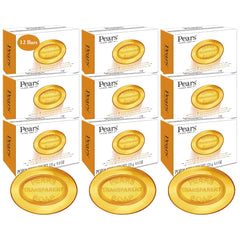 Pears Soap translucent amber bar, top view, glycerin moisture for hydrated skin.