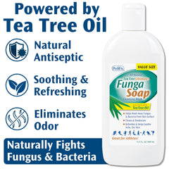 Pedifix FungaSoap foot cleanser after workout refresh on the feet.