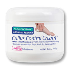 Pedifix Podiatrists' Choice 20-percent Urea Foot Cream jar showing smoother feet.