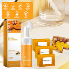 Peehss turmeric face wash foam forms a gentle layer for clean skin.