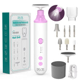 Pelcas toenail grinder 8in1 kit showing versatile bits for at-home manicure and pedicure.