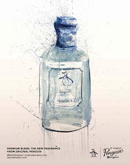 Penguin Original Premium Blend bottle close up shows engraved logo and premium quality