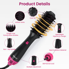 PENUIO hair dryer brush frizz-fight ion technology reduces flyaways