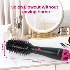 PENUIO hair dryer brush nylon bristles detangle with minimal tug while drying