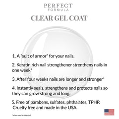 Perfect Formula Clear Gel Coat brush-stroke demonstrates fast-dry top coat for busy mornings.