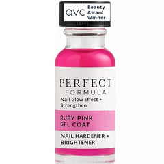Perfect Formula Ruby Pink Gel Coat bottle shows durable pink nail protection.
