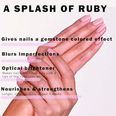 Perfect Formula Ruby Pink Gel Coat nails close-up displays rosy glow.