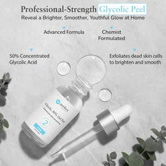 Perfect Image Glycolic 50% Gel Peel application card demonstrates at‑home use.