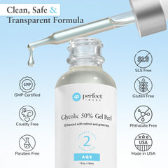 Perfect Image Glycolic 50% Gel Peel packaging highlights premium formulation.