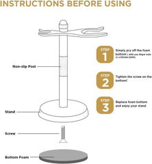 Perfecto Deluxe black razor stand side angle highlighting weighted base for stable grooming