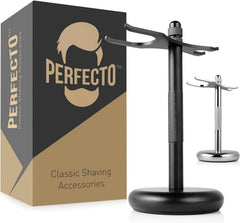 Perfecto Deluxe black razor stand top view for compact storage and drying