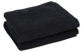 PERFEHAIR Black Salon Towels 16x27 close-up shows plush cotton fibers for high absorbency.