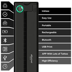 PeriPage P90 battery overview shows 200-page-per-charge capability for portable sessions.