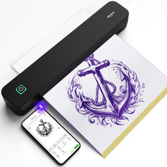 PeriPage P92 printer front-view showing compact portable tattoo stencil printer for on-site use