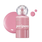 Peripera Syrupy Tok Cheek glow bottle shows dewy blush finish for radiant skin.