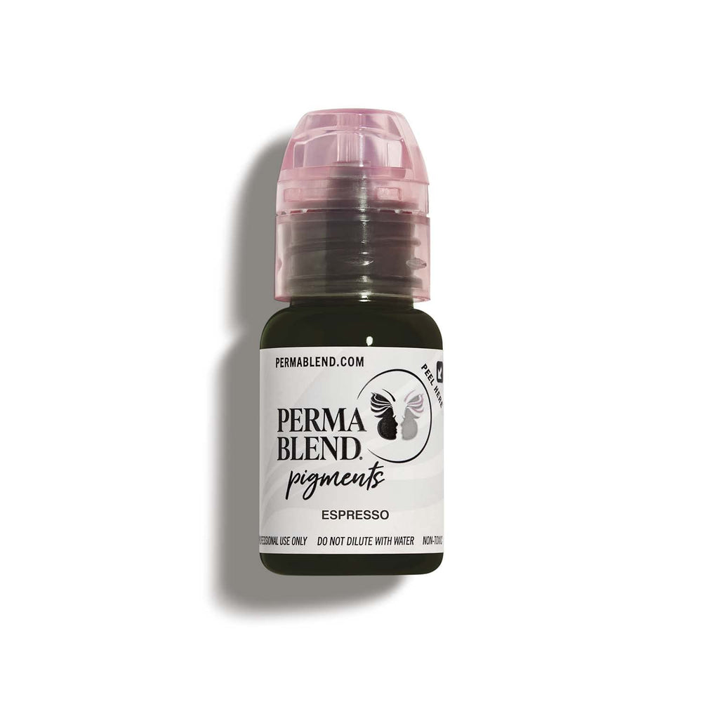 Perma Blend Espresso Brown pigment jar for precise microblading color.