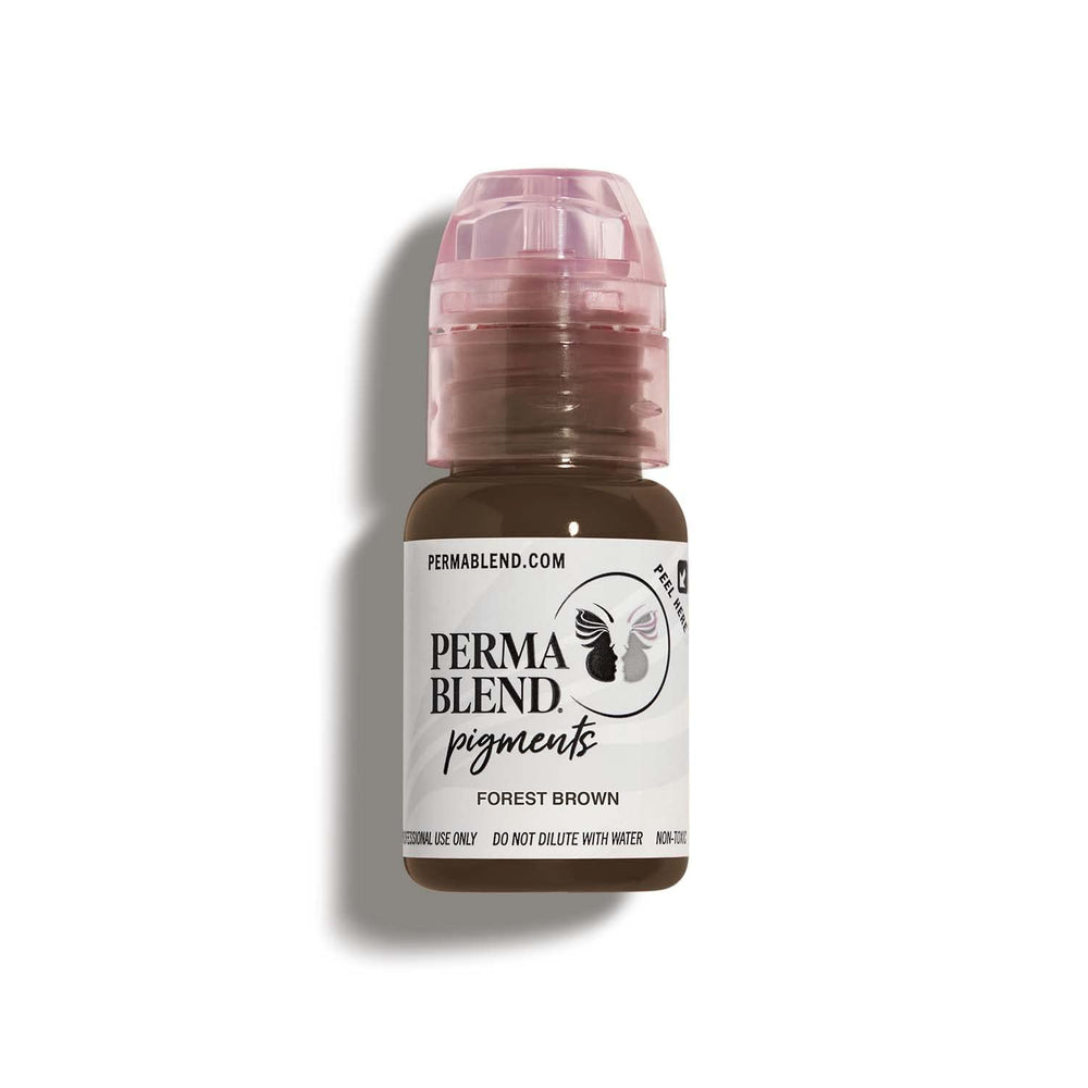 Perma Blend Forest Brown microblading ink bottle closeup showing long-lasting eyeliner color