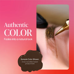 Perma Blend Forest Brown skin swatches illustrate neutral medium brown shade for permanent makeup
