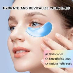 Permotary crystal eye mask being applied delivers hyaluronic acid hydration.